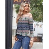 Zeagoo Womens Tops 2025 Long Sleeve Shirts for Fall Round Neck Blouses Floral Tunic Tops with Buttons Decor(Floral-814)