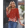 Zeagoo Womens Tops 2025 Long Sleeve Shirts for Fall Round Neck Blouses Floral Tunic Tops with Buttons Decor(Floral-sd507)