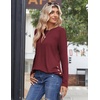 Zeagoo Womens Tops 2025 Long Sleeve Shirts for Fall Round Neck Blouses Floral Tunic Tops with Buttons Decor(Red)