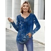 Zeagoo Womens Tops Long Sleeve Shirts Boho Tops for Women 2026 Fall Blouses Ladies Sweatshirts Spring Fashion Clothing(A01-blue Print)