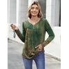 Zeagoo Womens Tops Long Sleeve Shirts Boho Tops for Women 2026 Fall Blouses Ladies Sweatshirts Spring Fashion Clothing(A01-green Print)