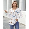 Zeagoo Womens Tops Long Sleeve Shirts Boho Tops for Women 2026 Fall Blouses Ladies Sweatshirts Spring Fashion Clothing(A01-white Print)