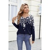 Zeagoo Womens Tops Long Sleeve Shirts Boho Tops for Women 2026 Fall Blouses Ladies Sweatshirts Spring Fashion Clothing(Black Flower)