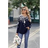 Zeagoo Womens Tops Long Sleeve Shirts Boho Tops for Women 2026 Fall Blouses Ladies Sweatshirts Spring Fashion Clothing(Black Flower)