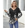 Zeagoo Womens Tops Long Sleeve Shirts Boho Tops for Women 2026 Fall Blouses Ladies Sweatshirts Spring Fashion Clothing(Black Print)