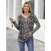Zeagoo Womens Tops Long Sleeve Shirts Boho Tops for Women 2026 Fall Blouses Ladies Sweatshirts Spring Fashion Clothing(Blue Ethnic Style)