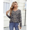 Zeagoo Womens Tops Long Sleeve Shirts Boho Tops for Women 2026 Fall Blouses Ladies Sweatshirts Spring Fashion Clothing(Blue Ethnic Style)
