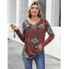 Zeagoo Womens Tops Long Sleeve Shirts Boho Tops for Women 2026 Fall Blouses Ladies Sweatshirts Spring Fashion Clothing(Ethnic Rug Pattern)
