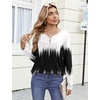 Zeagoo Womens Tops Long Sleeve Shirts Boho Tops for Women 2026 Fall Blouses Ladies Sweatshirts Spring Fashion Clothing(Gradient Black White)