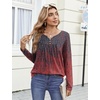 Zeagoo Womens Tops Long Sleeve Shirts Boho Tops for Women 2026 Fall Blouses Ladies Sweatshirts Spring Fashion Clothing(Gradient Ethnic Style)