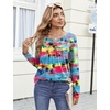Zeagoo Womens Tops Long Sleeve Shirts Boho Tops for Women 2026 Fall Blouses Ladies Sweatshirts Spring Fashion Clothing(Gradual Rainbow Trees)