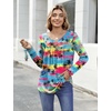 Zeagoo Womens Tops Long Sleeve Shirts Boho Tops for Women 2026 Fall Blouses Ladies Sweatshirts Spring Fashion Clothing(Gradual Rainbow Trees)