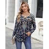 Zeagoo Womens Tops Long Sleeve Shirts Boho Tops for Women 2026 Fall Blouses Ladies Sweatshirts Spring Fashion Clothing(Navy Blue Ethnic)