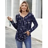 Zeagoo Womens Tops Long Sleeve Shirts Boho Tops for Women 2026 Fall Blouses Ladies Sweatshirts Spring Fashion Clothing(Navy Blue Flowers)