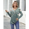 Zeagoo Womens Tops Long Sleeve Shirts Boho Tops for Women 2026 Fall Blouses Ladies Sweatshirts Spring Fashion Clothing(Plants Flowers)
