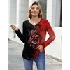 Zeagoo Womens Tops Long Sleeve Shirts Boho Tops for Women 2026 Fall Blouses Ladies Sweatshirts Spring Fashion Clothing(Red Flower)