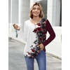 Zeagoo Womens Tops Long Sleeve Shirts Boho Tops for Women 2026 Fall Blouses Ladies Sweatshirts Spring Fashion Clothing(Red Flowers)