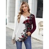 Zeagoo Womens Tops Long Sleeve Shirts Boho Tops for Women 2026 Fall Blouses Ladies Sweatshirts Spring Fashion Clothing(Red Flowers)