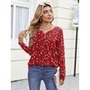 Zeagoo Womens Tops Long Sleeve Shirts Boho Tops for Women 2026 Fall Blouses Ladies Sweatshirts Spring Fashion Clothing(Red White Print)