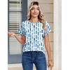 Zeagoo Womens Tops Short Sleeve Cute Summer Blouses Crew Neck Dressy Casual T Shirts Work Clothes S-2XL(Cx329-blue)