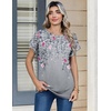 Zeagoo Womens Tops Short Sleeve Cute Summer Blouses Crew Neck Dressy Casual T Shirts Work Clothes S-2XL(Hf36-grey)