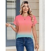 Zeagoo Womens Tops Short Sleeve Cute Summer Blouses Crew Neck Dressy Casual T Shirts Work Clothes S-2XL(Jb218-gradient Color)