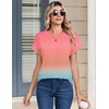 Zeagoo Womens Tops Short Sleeve Cute Summer Blouses Crew Neck Dressy Casual T Shirts Work Clothes S-2XL(Jb218-gradient Color)