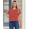 Zeagoo Womens Tops Short Sleeve Cute Summer Blouses Crew Neck Dressy Casual T Shirts Work Clothes S-2XL(Jh590-red)