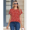 Zeagoo Womens Tops Short Sleeve Cute Summer Blouses Crew Neck Dressy Casual T Shirts Work Clothes S-2XL(Jh590-red)