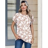 Zeagoo Womens Tops Short Sleeve Cute Summer Blouses Crew Neck Dressy Casual T Shirts Work Clothes S-2XL(Sf295-beige)
