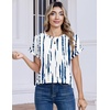 Zeagoo Womens Tops Short Sleeve Cute Summer Blouses Crew Neck Dressy Casual T Shirts Work Clothes S-2XL(Zr229- White Blue)