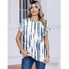 Zeagoo Womens Tops Short Sleeve Cute Summer Blouses Crew Neck Dressy Casual T Shirts Work Clothes S-2XL(Zr229- White Blue)