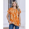 Zeagoo Womens Tops Short Sleeve Cute Summer Blouses Crew Neck Dressy Casual T Shirts Work Clothes S-2XL(Zr466- Orange)