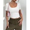 Zeagoo Womens Tops Short Sleeve Rib Knit Basic Tee Scoop Neck Fitted Shirt(1-white)