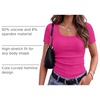 Zeagoo Womens Tops Short Sleeve Rib Knit Basic Tee Scoop Neck Fitted Shirt(Hot Pink)