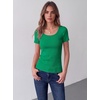 Zeagoo Womens Tops Short Sleeve Rib Knit Basic Tee Scoop Neck Fitted Shirt(Oasis)