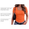 Zeagoo Womens Tops Short Sleeve Rib Knit Basic Tee Scoop Neck Fitted Shirt(Orange)