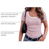 Zeagoo Womens Tops Short Sleeve Rib Knit Basic Tee Scoop Neck Fitted Shirt(Pink White Stripes)