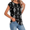 Zeagoo Womens Tops Summer Casual Cap Sleeve Tshirts Shirts Business Blouses(Black Vintage)