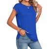 Zeagoo Womens Tops Summer Casual Cap Sleeve Tshirts Shirts Business Blouses(Blue)