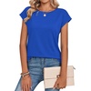 Zeagoo Womens Tops Summer Casual Cap Sleeve Tshirts Shirts Business Blouses(Blue)