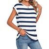 Zeagoo Womens Tops Summer Casual Cap Sleeve Tshirts Shirts Business Blouses(Blue White Striped)