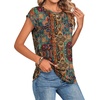 Zeagoo Womens Tops Summer Casual Cap Sleeve Tshirts Shirts Business Blouses(Brown Boho Print)