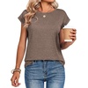 Zeagoo Womens Tops Summer Casual Cap Sleeve Tshirts Shirts Business Blouses(Chocolate Brown)
