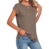 Zeagoo Womens Tops Summer Casual Cap Sleeve Tshirts Shirts Business Blouses(Chocolate Brown)