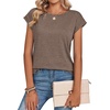 Zeagoo Womens Tops Summer Casual Cap Sleeve Tshirts Shirts Business Blouses(Chocolate Brown)