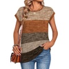 Zeagoo Womens Tops Summer Casual Cap Sleeve Tshirts Shirts Business Blouses(Fall Weave Stripe)