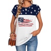 Zeagoo Womens Tops Summer Casual Cap Sleeve Tshirts Shirts Business Blouses(Flag)