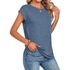 Zeagoo Womens Tops Summer Casual Cap Sleeve Tshirts Shirts Business Blouses(Haze Blue)