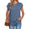Zeagoo Womens Tops Summer Casual Cap Sleeve Tshirts Shirts Business Blouses(Haze Blue)